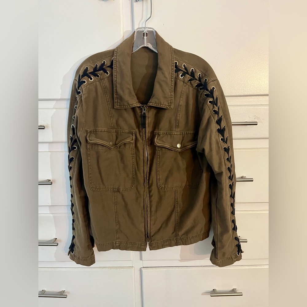 Free People Brown Lace-Up Utility Jacket - Picture 4 of 12